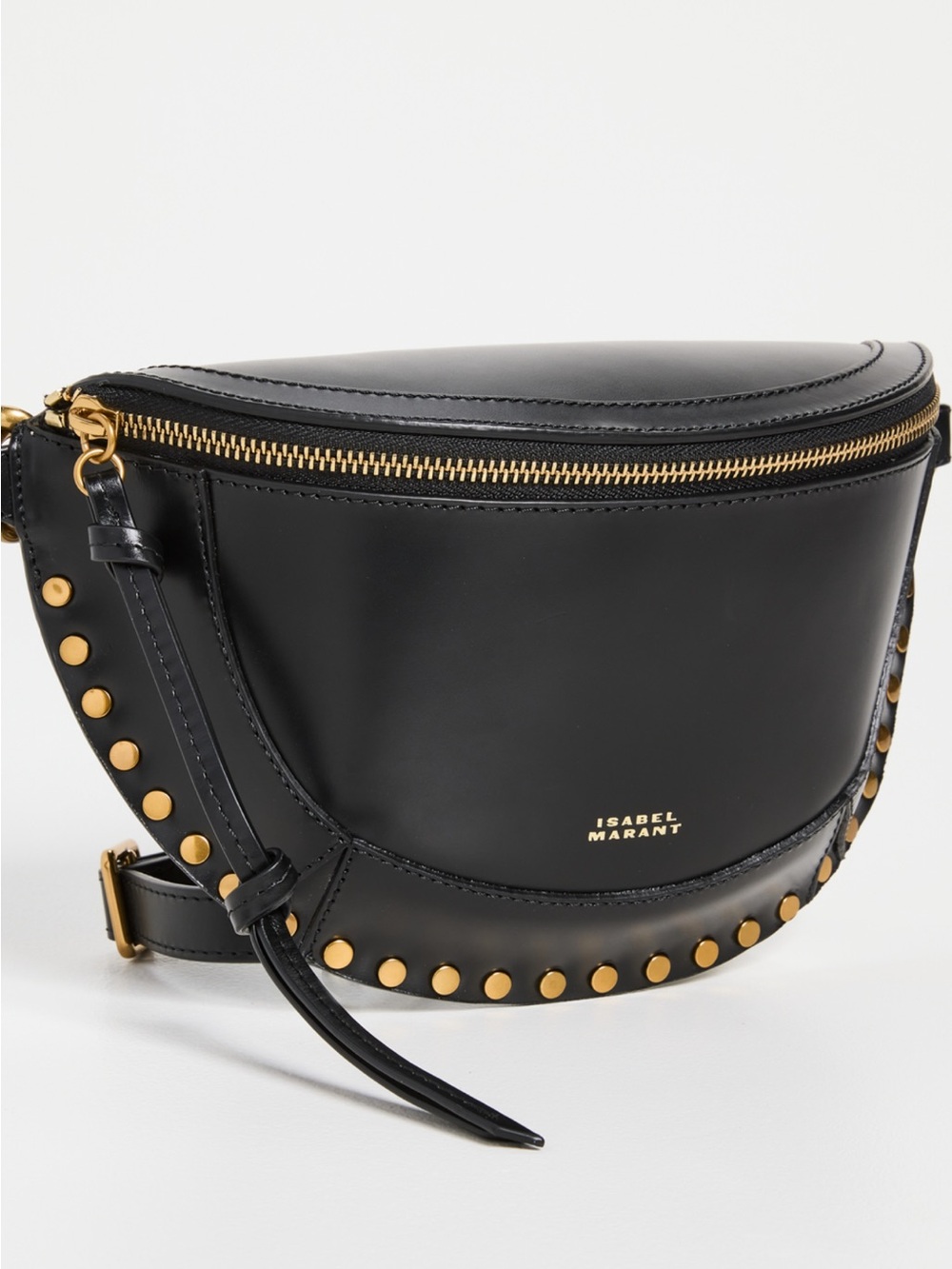 Isabel Marant Black Leather Crossbody Bag with Gold Studs - Picture 3 of 7